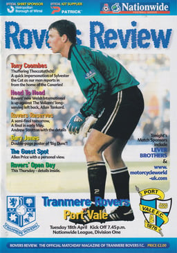 Tranmere Rovers v Port Vale Match Programme 2000-04-18